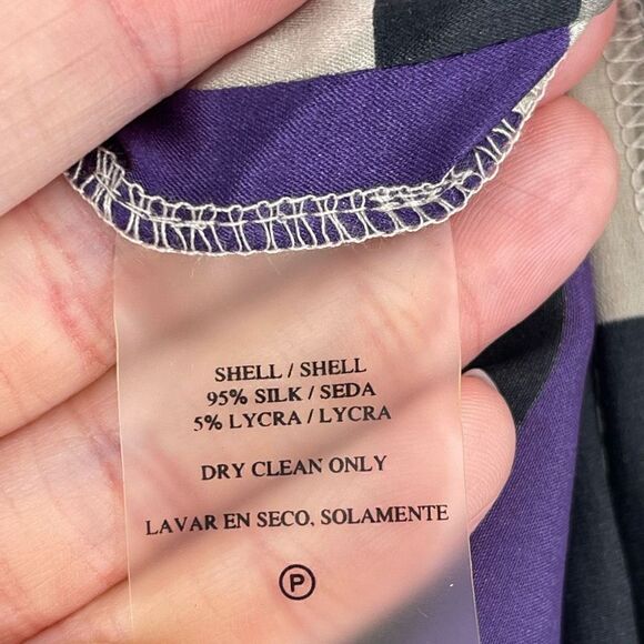 Robin Howe Silk Blend Pleated Knee Length Skirt Women 8 Purple Black Taupe - Picture 6 of 6